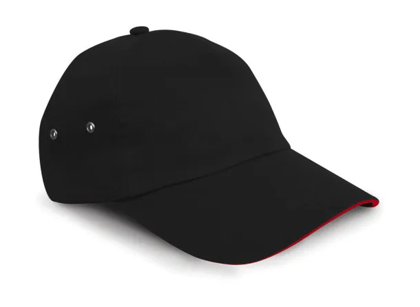  Šilterica s kontrastnim rubom - 5 panela - Result Headwear Crna Crvena