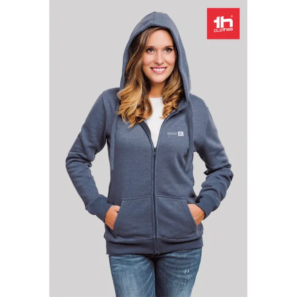 AMSTERDAM WOMEN ženska hoodica s patentnim zatvaračem, 320 g/m² Heather blue