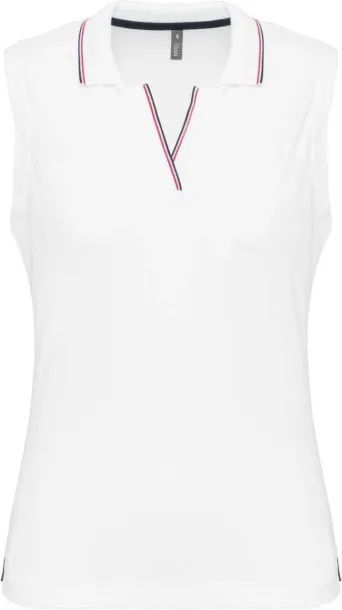  LADIES' SLEEVELESS POLO SHIRT - Kariban White Navy