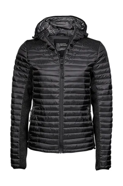  Ladies Hooded Outdoor Crossover Jacket - Tee Jays Black Black Melange