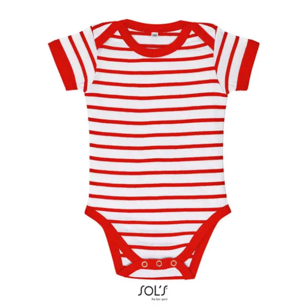 SOL'S MILES BABY STRIPED BODYSUIT - SOL'S White Red