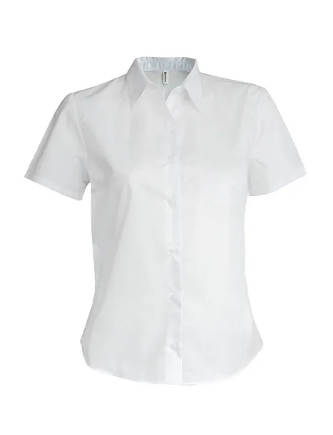  LADIES' SHORT-SLEEVED COTTON/ELASTANE SHIRT - Kariban White