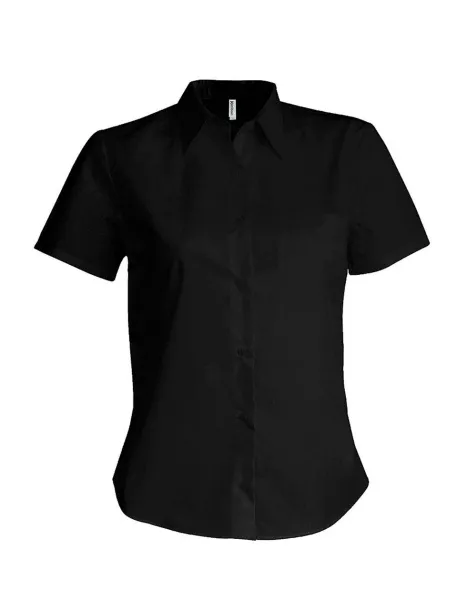  LADIES' SHORT-SLEEVED COTTON/ELASTANE SHIRT - Kariban Black