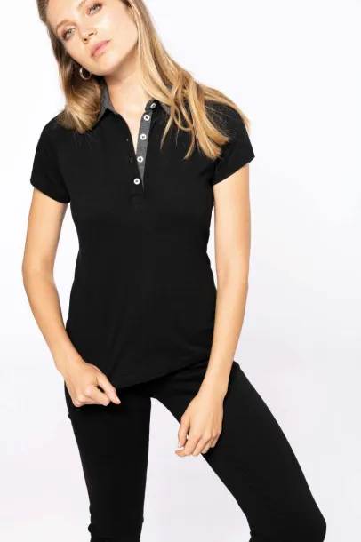  Ženska dvobojna polo majica, 180 g/m2 - Kariban Dark Grey Heather Crna