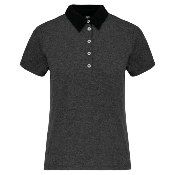  LADIES' TWO-TONE JERSEY POLO SHIRT - Kariban Dark Grey Heather Black