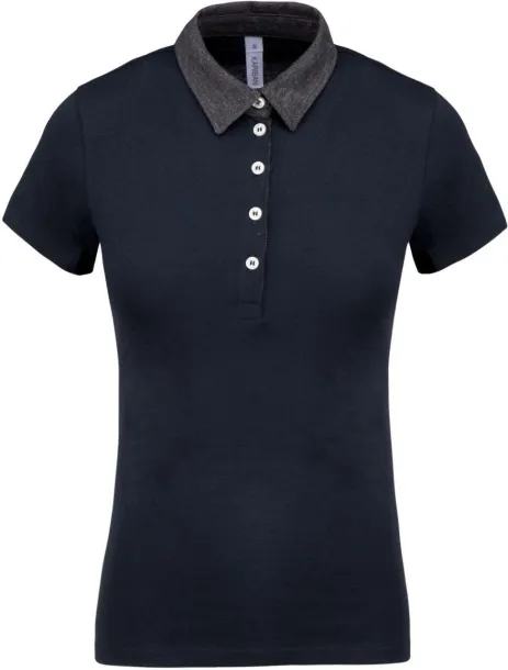  Ženska dvobojna polo majica, 180 g/m2 - Kariban Mornarsko plava Dark Grey Heather