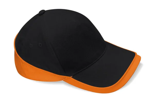  Teamwear Competition Cap - Beechfield Black Narančasta