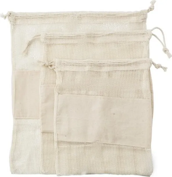  Organic cotton bag for fruits and vegetables, 3 pcs neutral