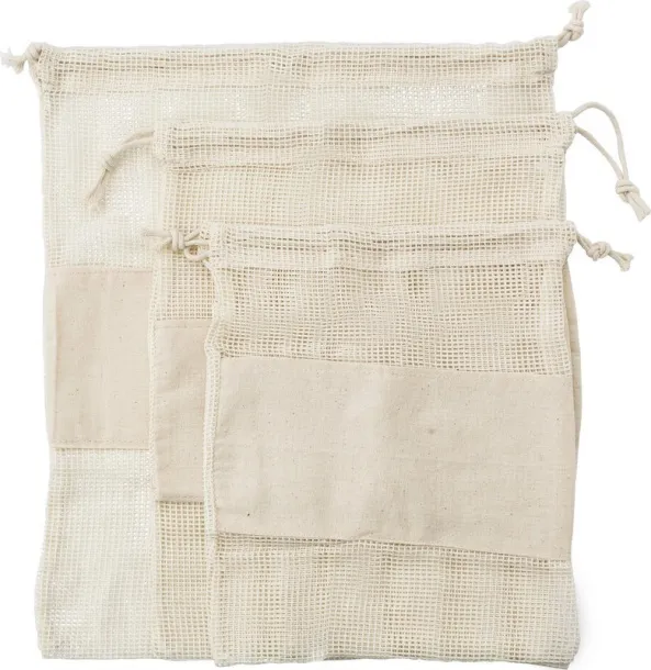  Organic cotton bag for fruits and vegetables, 3 pcs neutral