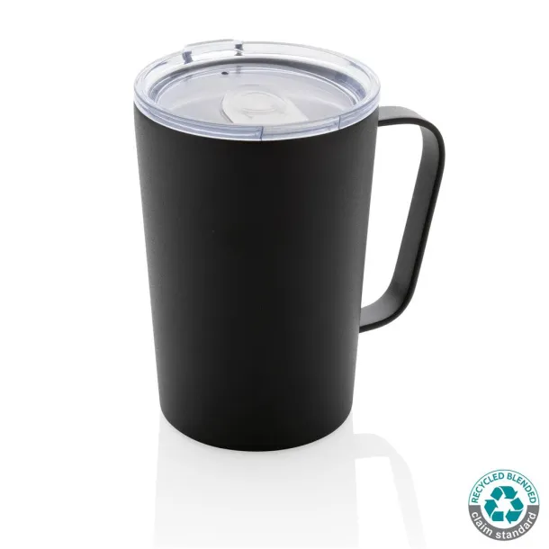  RCS Recycled stainless steel modern vacuum mug with lid, 420 ml - XD Collection Black 