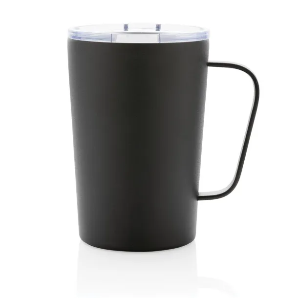  RCS Recycled stainless steel modern vacuum mug with lid, 420 ml - XD Collection Black 