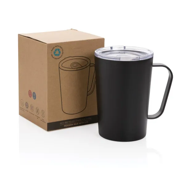  RCS Recycled stainless steel modern vacuum mug with lid - XD Collection Black 