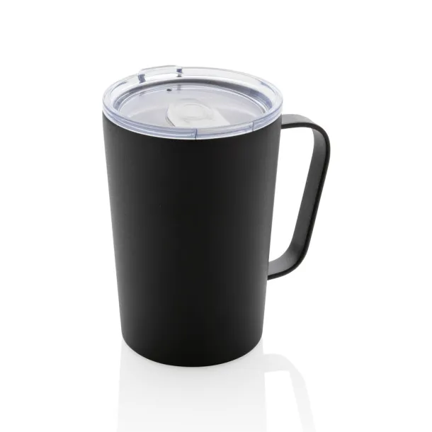  RCS Recycled stainless steel modern vacuum mug with lid, 420 ml - XD Collection Black 