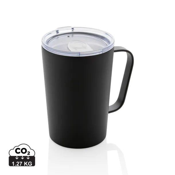  RCS Recycled stainless steel modern vacuum mug with lid, 420 ml - XD Collection Black 