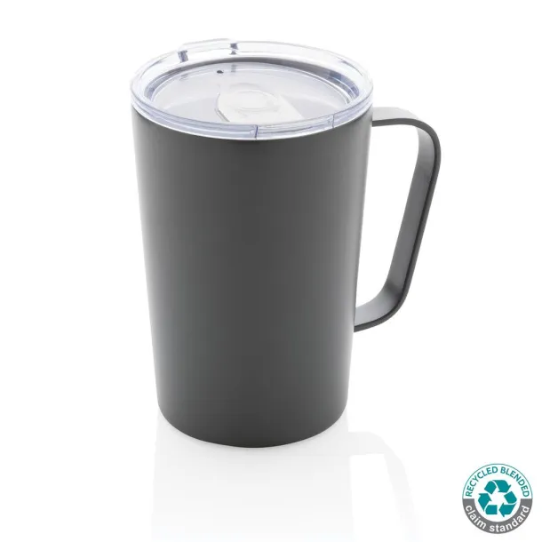  RCS Recycled stainless steel modern vacuum mug with lid, 420 ml - XD Collection Anthracite 