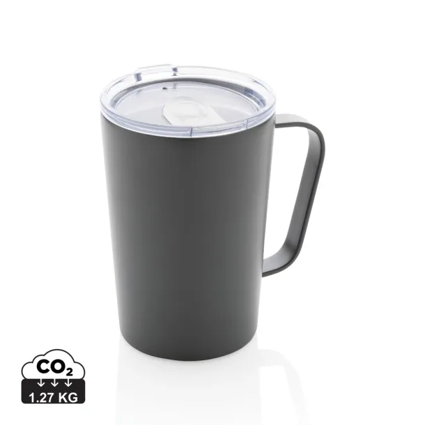  RCS Recycled stainless steel modern vacuum mug with lid, 420 ml - XD Collection Anthracite 