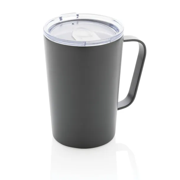  RCS Recycled stainless steel modern vacuum mug with lid, 420 ml - XD Collection Anthracite 