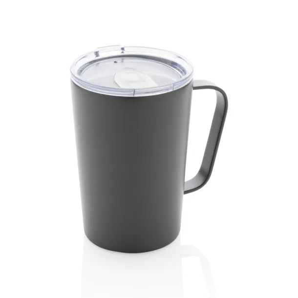  RCS Recycled stainless steel modern vacuum mug with lid, 420 ml - XD Collection Anthracite 