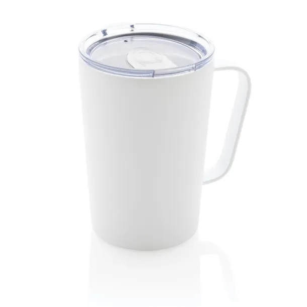  RCS Recycled stainless steel modern vacuum mug with lid, 420 ml - XD Collection White 