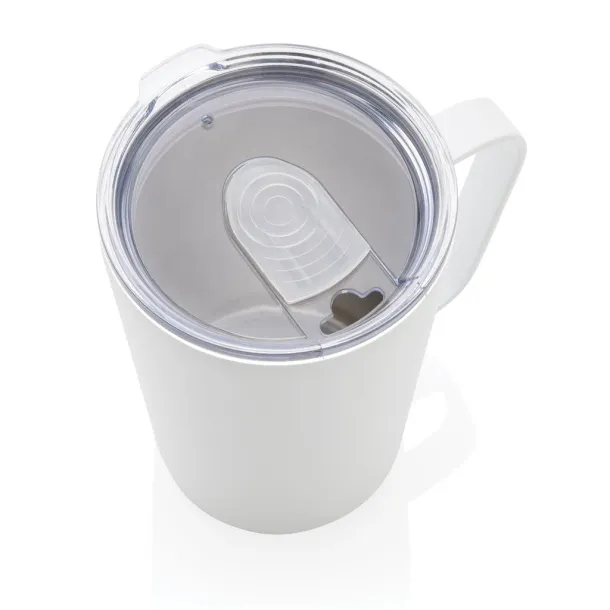  RCS Recycled stainless steel modern vacuum mug with lid, 420 ml - XD Collection White 