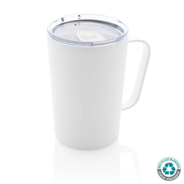  RCS Recycled stainless steel modern vacuum mug with lid, 420 ml - XD Collection White 