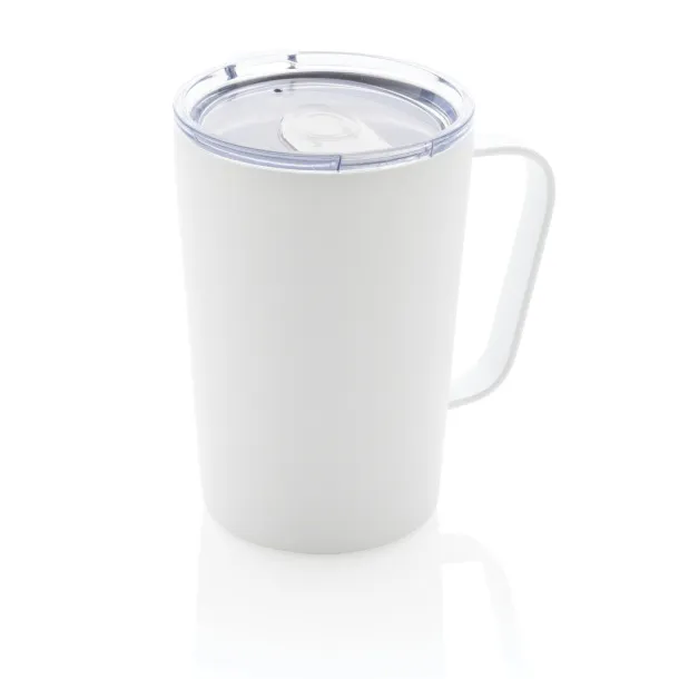  RCS Recycled stainless steel modern vacuum mug with lid, 420 ml - XD Collection White 