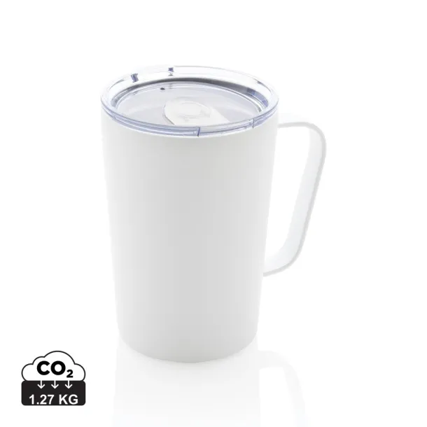  RCS Recycled stainless steel modern vacuum mug with lid, 420 ml - XD Collection White 