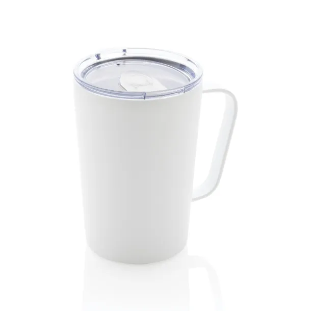  RCS Recycled stainless steel modern vacuum mug with lid, 420 ml - XD Collection White 