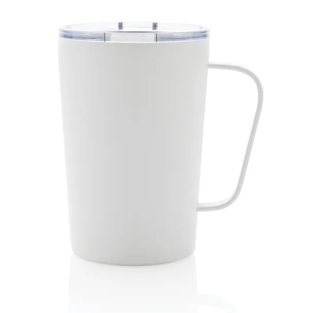  RCS Recycled stainless steel modern vacuum mug with lid, 420 ml - XD Collection White 