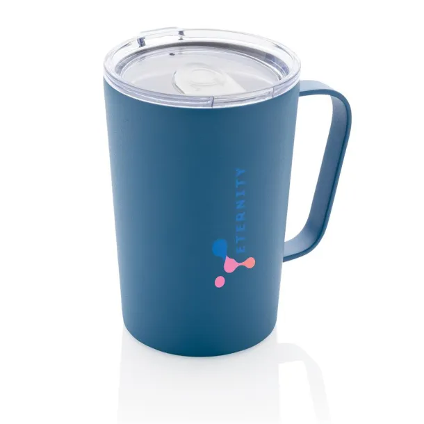  RCS Recycled stainless steel modern vacuum mug with lid, 420 ml - XD Collection blue 