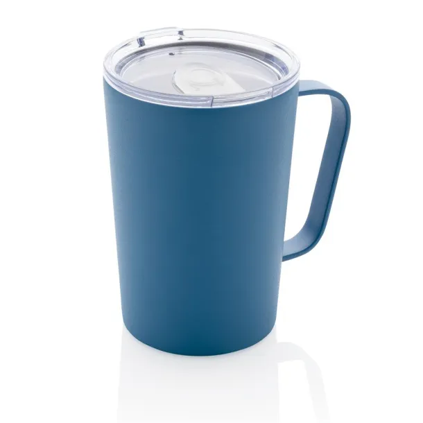  RCS Recycled stainless steel modern vacuum mug with lid, 420 ml - XD Collection blue 