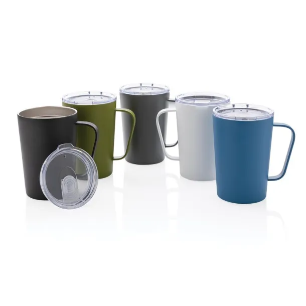  RCS Recycled stainless steel modern vacuum mug with lid, 420 ml - XD Collection blue 