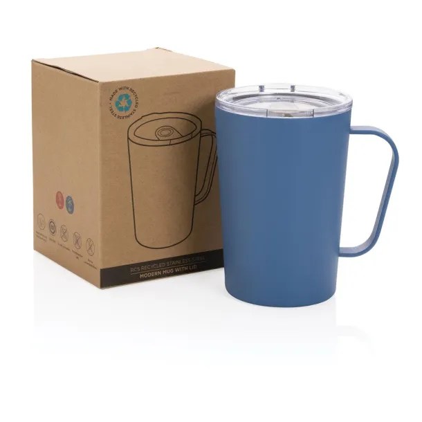  RCS Recycled stainless steel modern vacuum mug with lid - XD Collection blue 