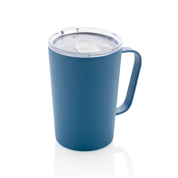  RCS Recycled stainless steel modern vacuum mug with lid, 420 ml - XD Collection blue 