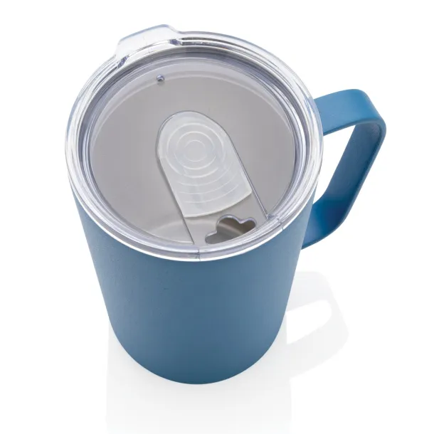  RCS Recycled stainless steel modern vacuum mug with lid, 420 ml - XD Collection blue 