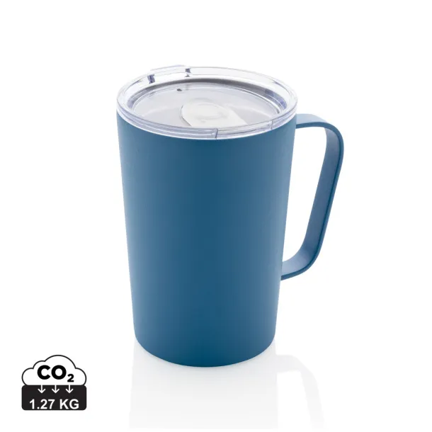  RCS Recycled stainless steel modern vacuum mug with lid, 420 ml - XD Collection blue 