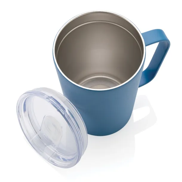  RCS Recycled stainless steel modern vacuum mug with lid, 420 ml - XD Collection blue 