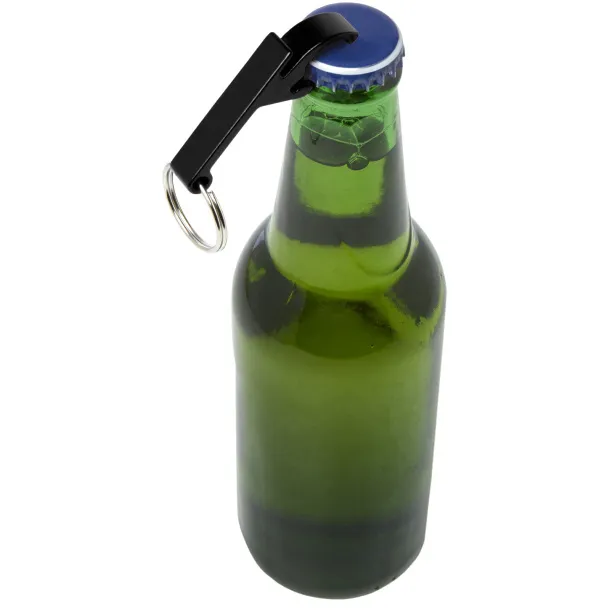 Tao RCS recycled aluminium bottle and can opener with keychain Solid black