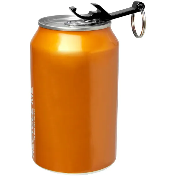 Tao RCS recycled aluminium bottle and can opener with keychain Crna