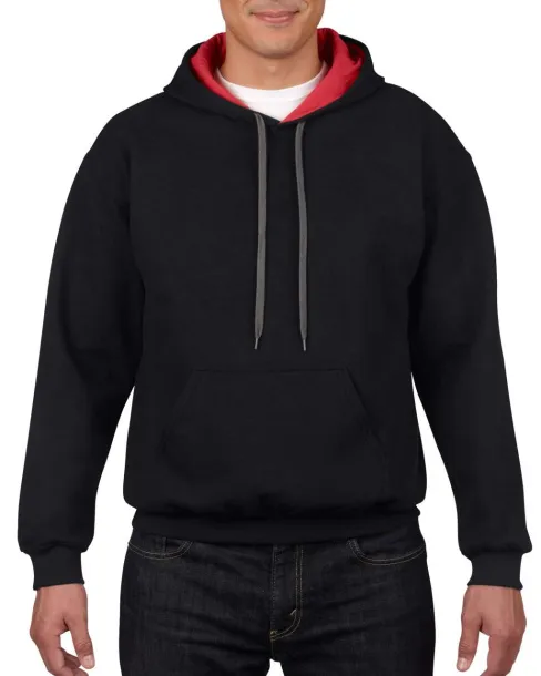 HEAVY BLEND™ ADULT CONTRAST HOODED SWEATSHIRT - Gildan Black Red