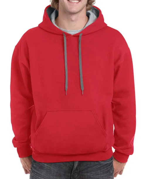HEAVY BLEND™ ADULT CONTRAST HOODED SWEATSHIRT - Gildan Red Sport Grey