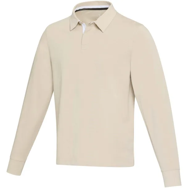 Clyde unisex organska polo majica s dugim rukavima, 280 g/m2 - Elevate NXT Oatmeal