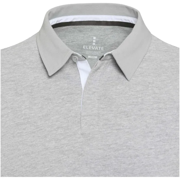 Clyde unisex organska polo majica s dugim rukavima, 280 g/m2 - Elevate NXT Heather grey