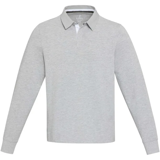 Clyde unisex organska polo majica s dugim rukavima, 280 g/m2 - Elevate NXT Heather grey