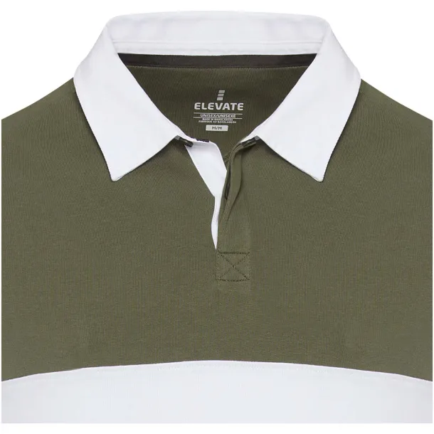 Clyde unisex organska polo majica s dugim rukavima, 280 g/m2 - Elevate NXT Zelena Bijela