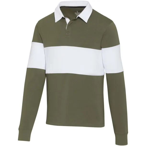 Clyde unisex organska polo majica s dugim rukavima, 280 g/m2 - Elevate NXT Zelena Bijela