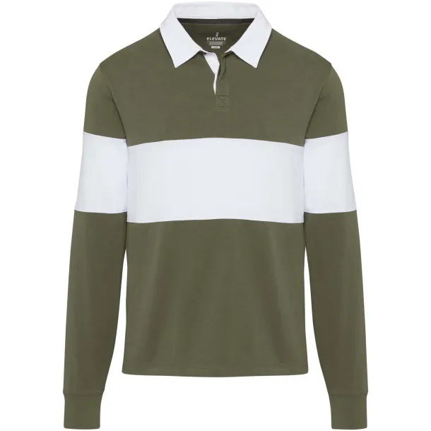 Clyde unisex organska polo majica s dugim rukavima, 280 g/m2 - Elevate NXT Zelena Bijela