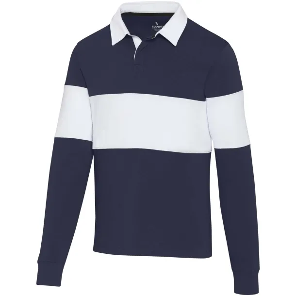 Clyde unisex organska polo majica s dugim rukavima, 280 g/m2 - Elevate NXT Mornarsko plava Bijela