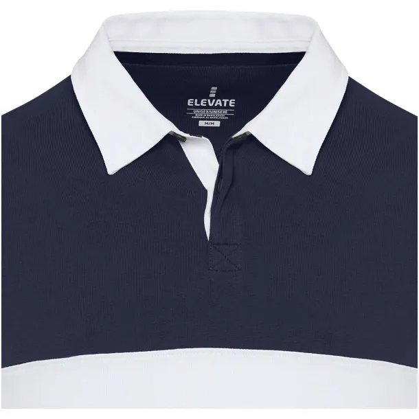 Clyde unisex organska polo majica s dugim rukavima, 280 g/m2 - Elevate NXT Mornarsko plava Bijela