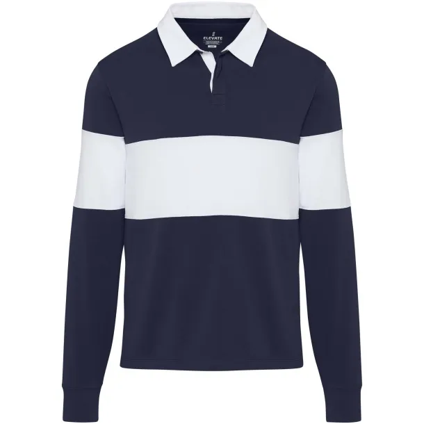 Clyde unisex organska polo majica s dugim rukavima, 280 g/m2 - Elevate NXT Mornarsko plava Bijela
